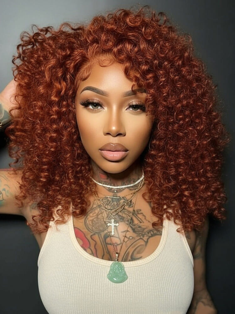 Cooper Color Wand Curl 13x4 Lace Frontal Curly Human Hair Wig 