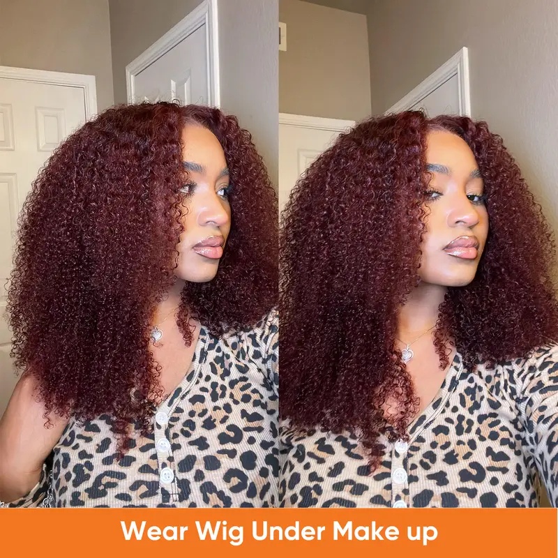 light burgundy curly lace wig