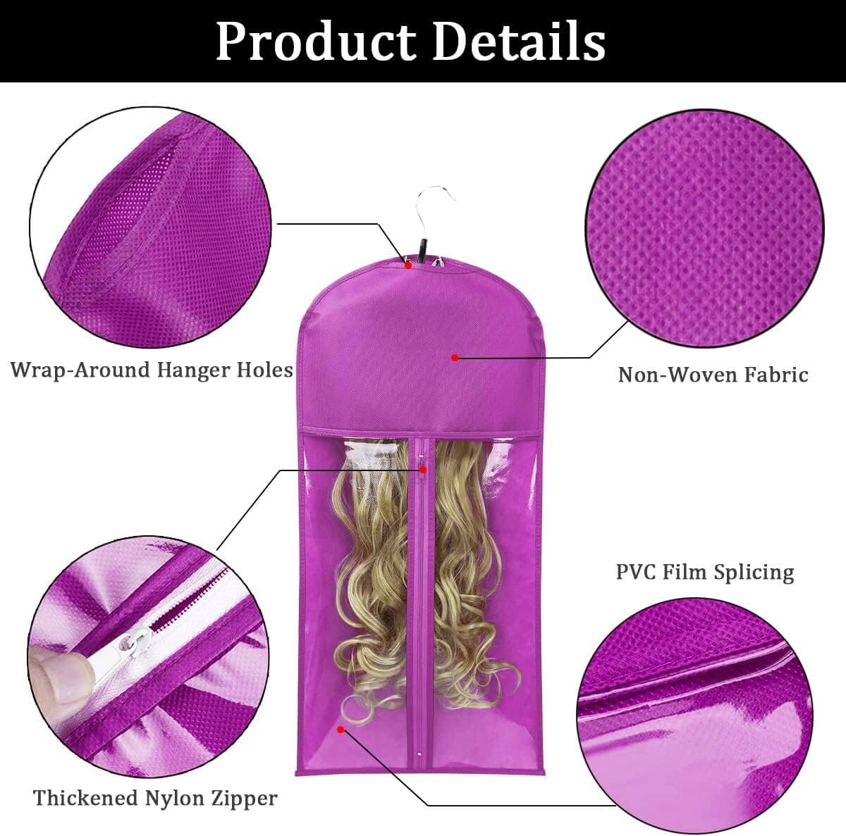 wig bag with fabric and zipper