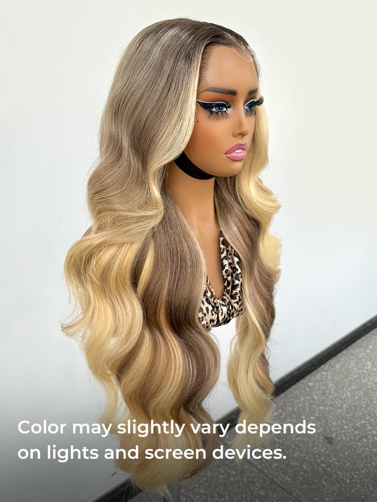 butter blonde highlight body wave wig