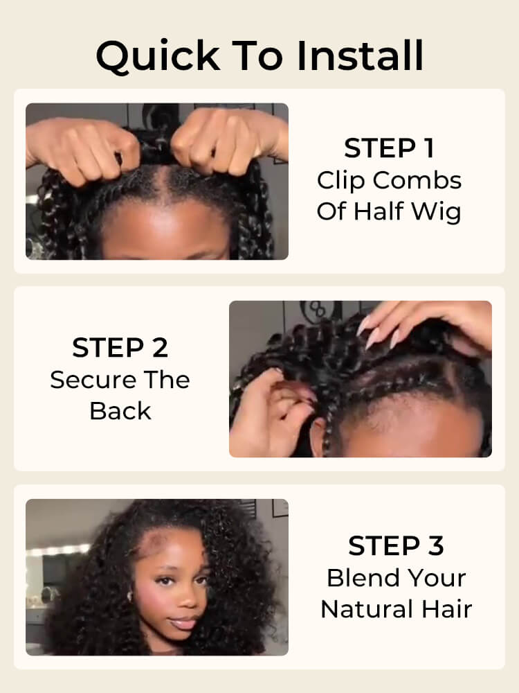 Easy To Install Half Wig Without Lace Glue