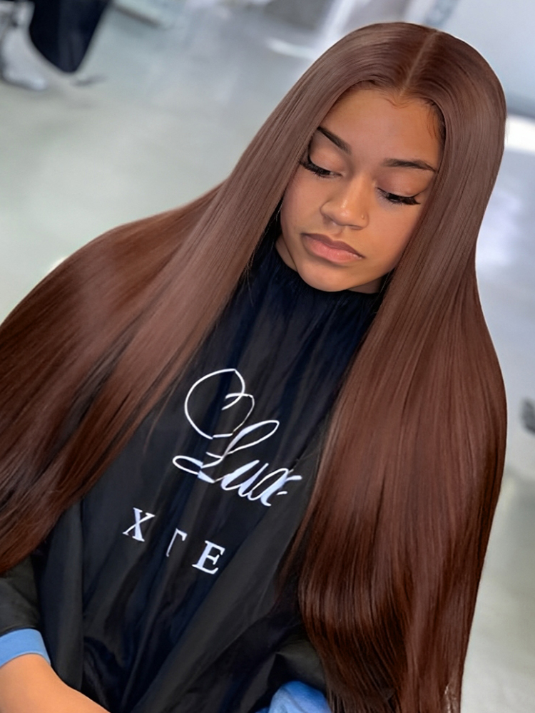 #4 chocolate brown straight lace frontal wig
