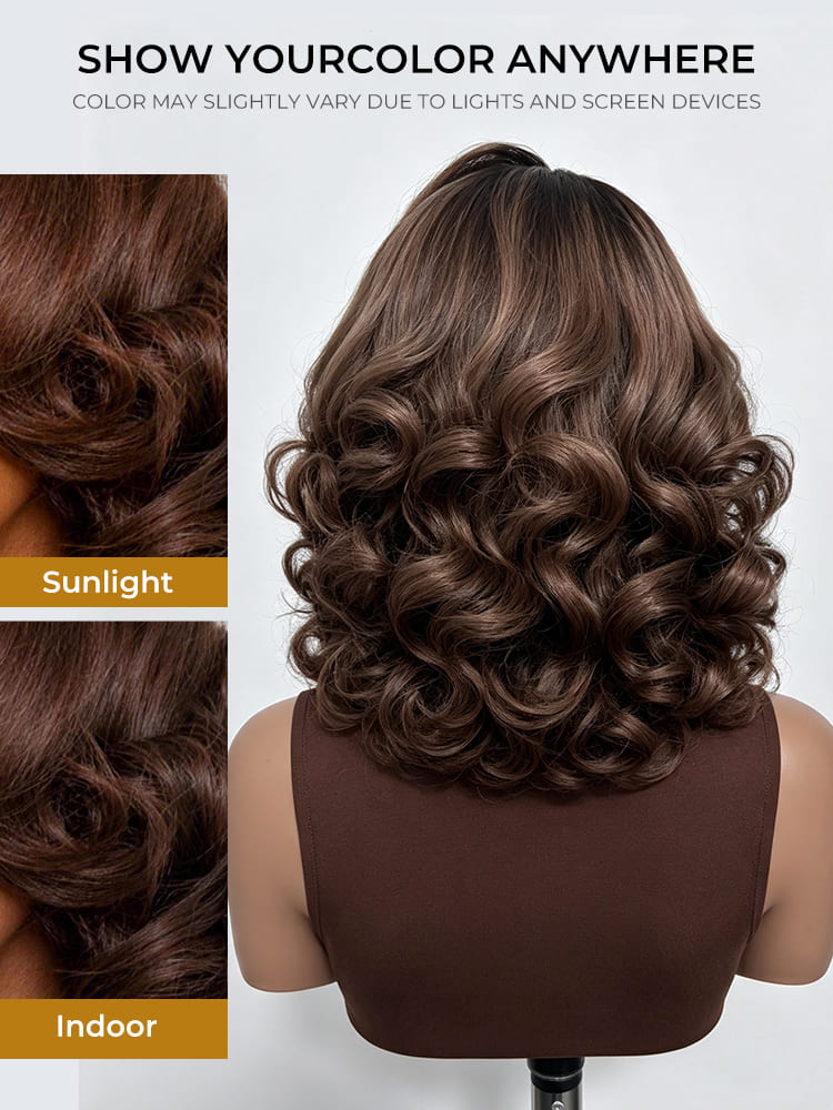 chocolate brown short body wave wig
