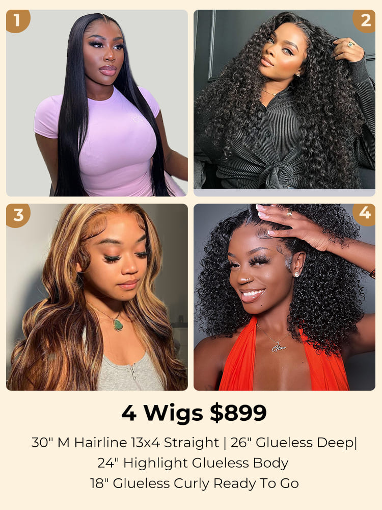 $899 for 4 long wigs