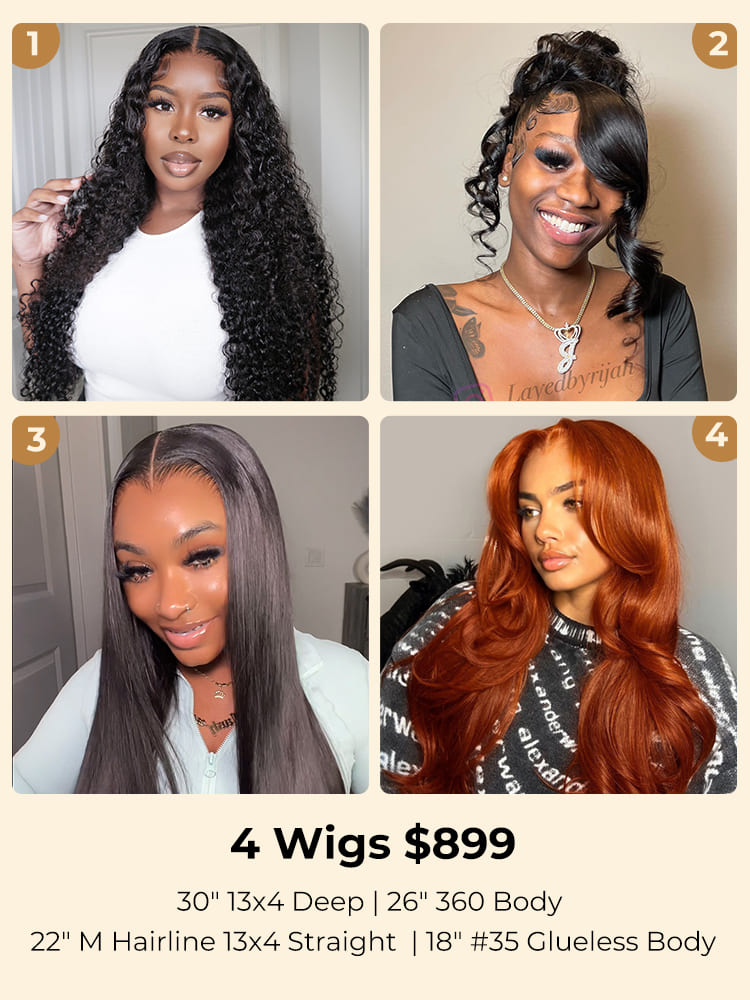 $899 for 4 long wigs
