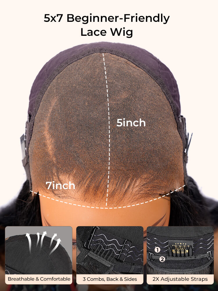 5x7 lace closure glueless wig