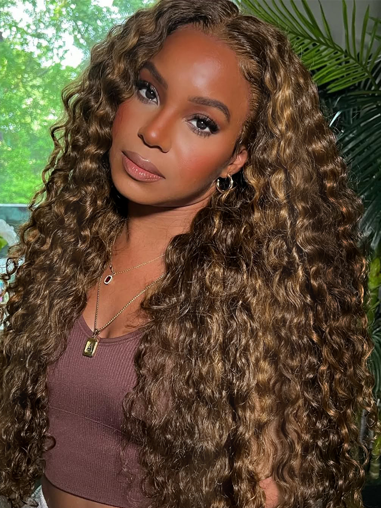 blonde highlight burmese curly wig