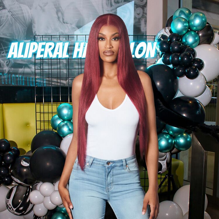 Burgundy human hair wig