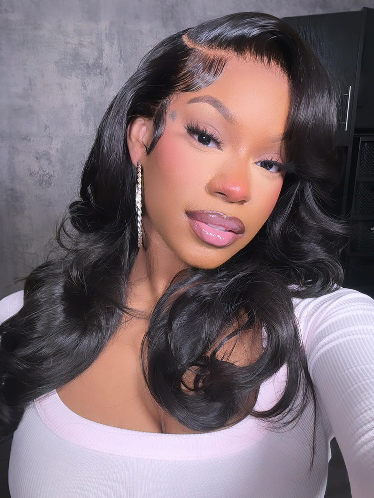 side part body wave glueless wig