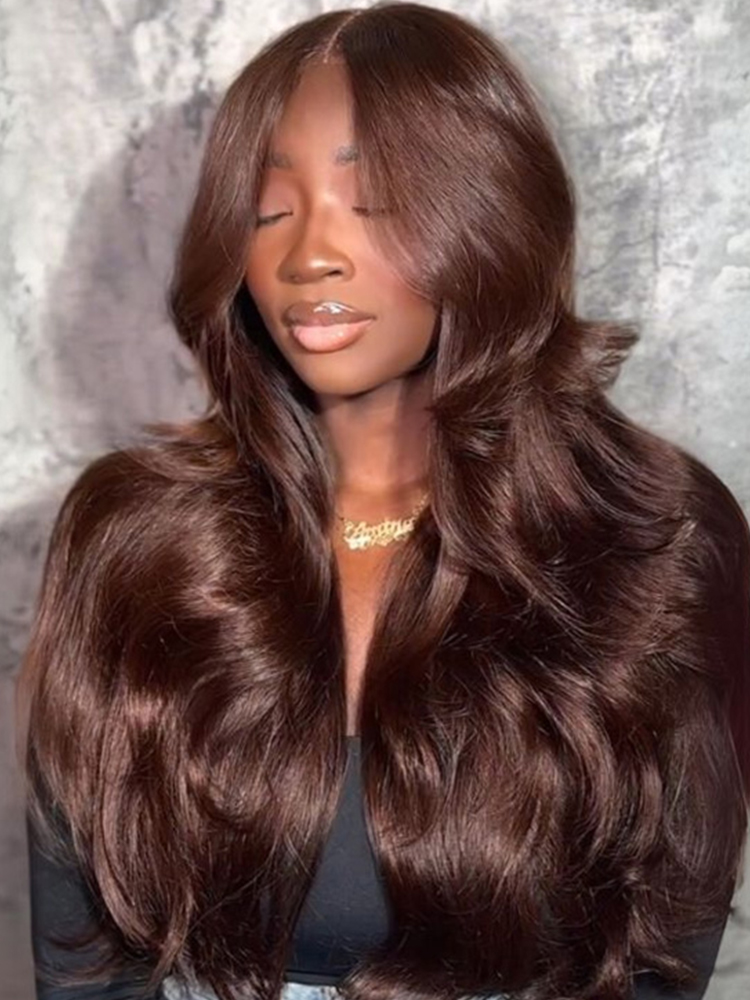 Glueless brown body wave wig