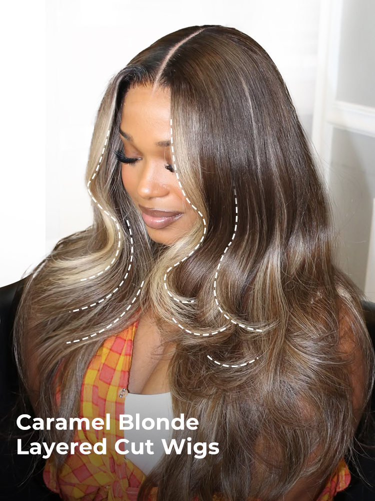 Caramel Blonde Layered Cut Wig