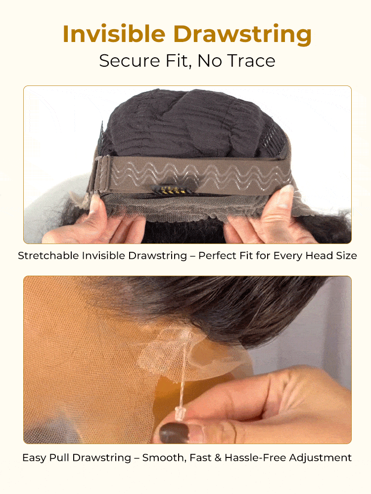 invisible drawstring glueless wig
