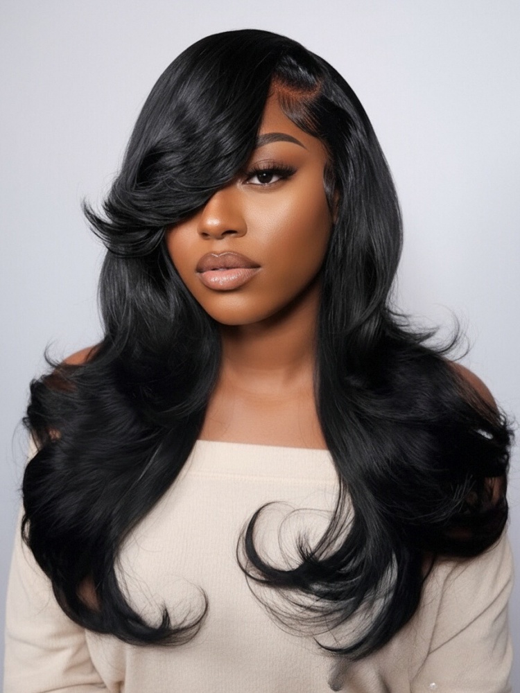 Kash Doll Curls Layered Cut Body Wave 13x4 Lace Frontal Wig Pre Cut & Bleached