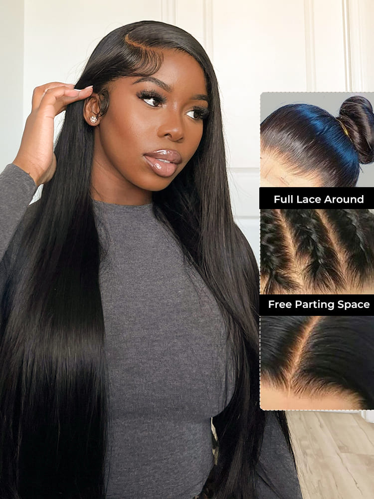 Alipearl Virgin Hair Soft Straight Full Lace Wig 180% Density Pre-plucked Hairline With Baby Hair