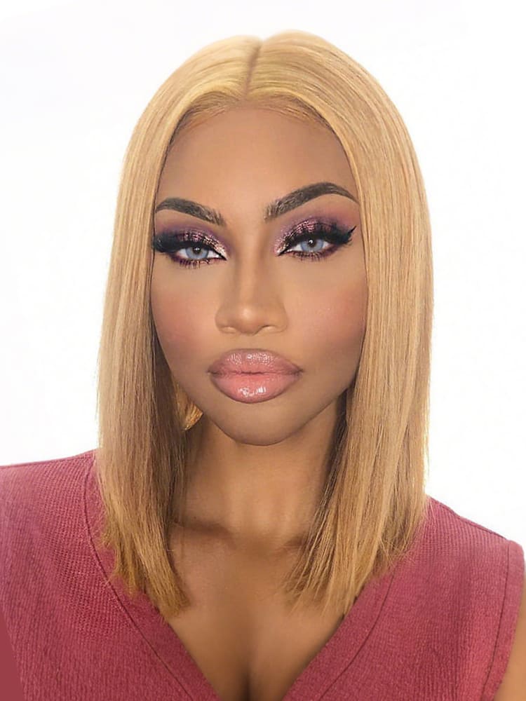 Honey Blonde Bob Wig #27 #1B/27 Straight Hair Human Hair Bob Wigs