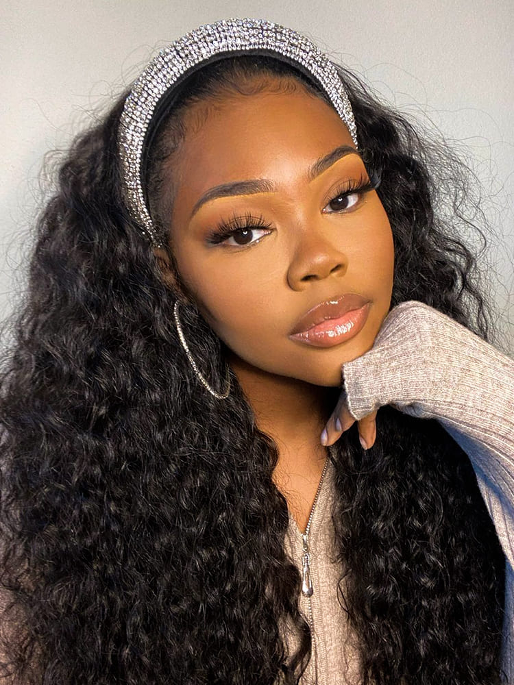 high density water wave glueless wig