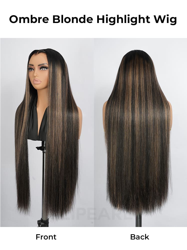 Blonde Balayage Lace Front Wig With Dark Roots