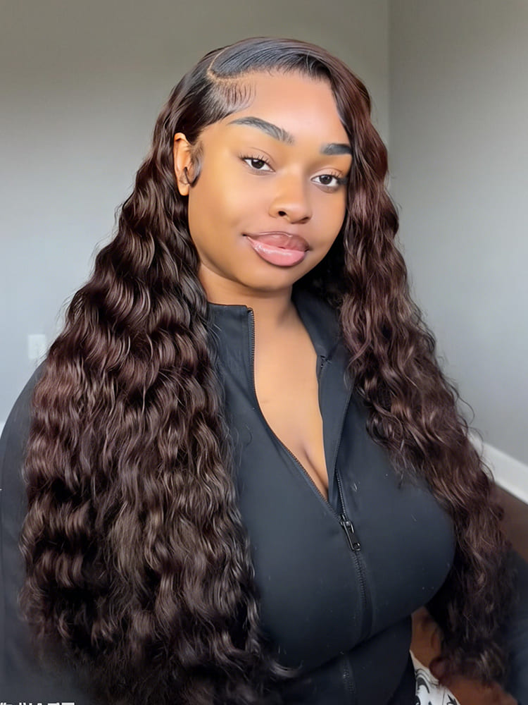 brown wig with dark root