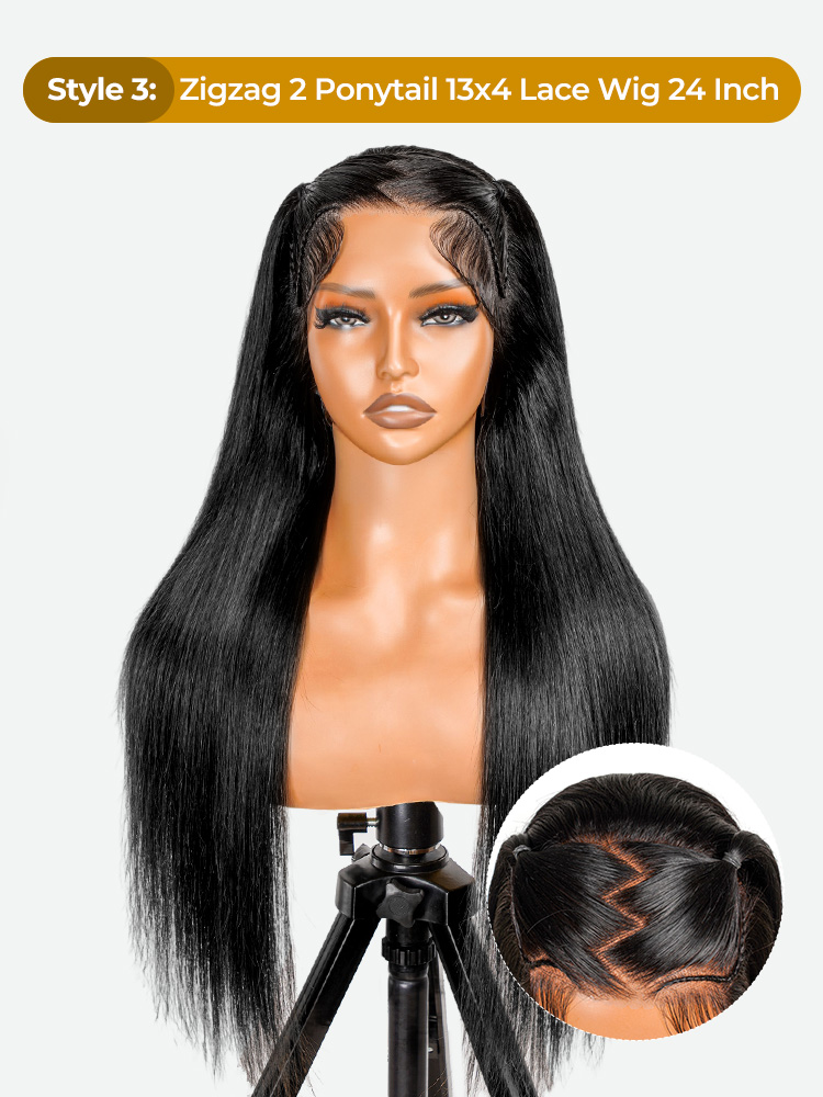 zigzag pre styled straight 13x4 lace front wig