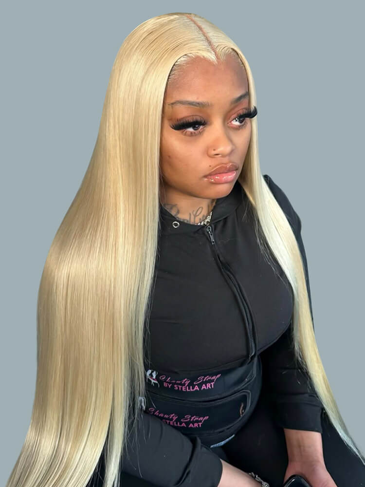 blonde straight closure wig