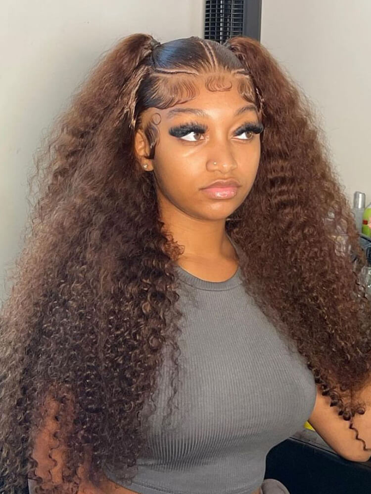 brown wig deep wave