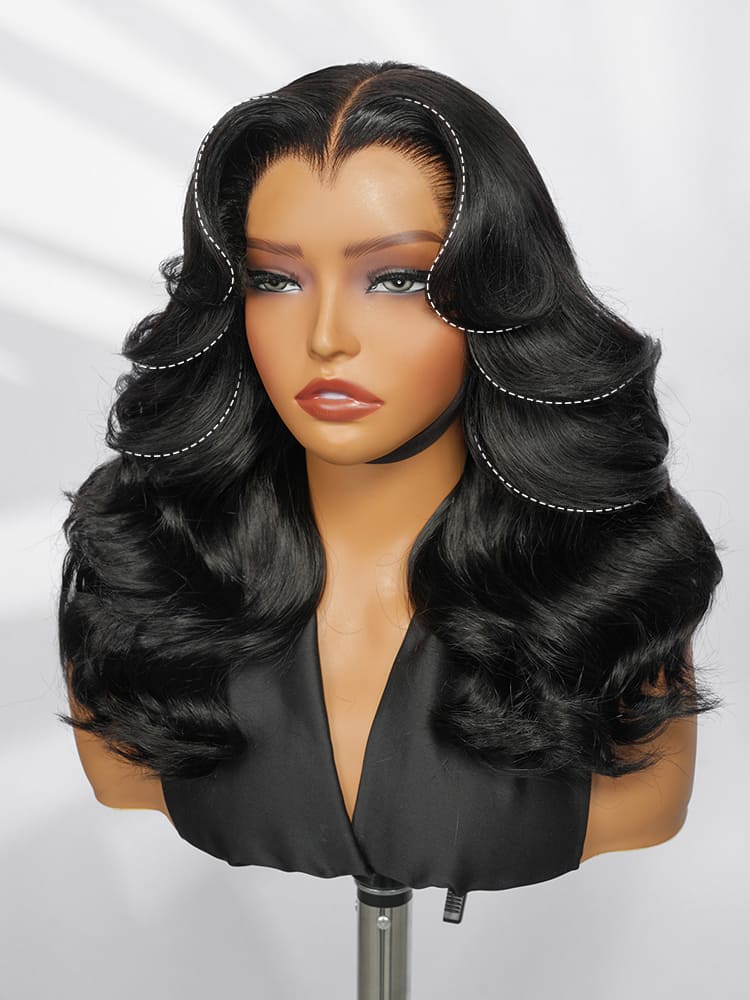M Hairline Body Wave Layered Cut 6x8 Glueless Drawstring Lace Wig Ready To Wear