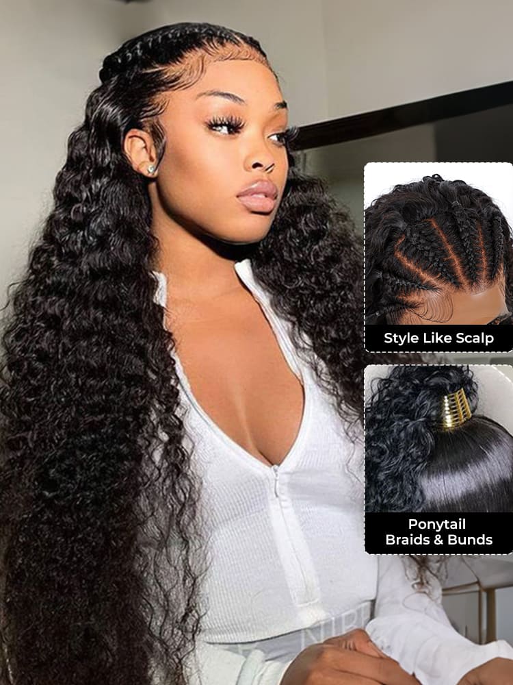 Human Hair Full Lace Wigs 180% Density Deep Wave Wigs For Women