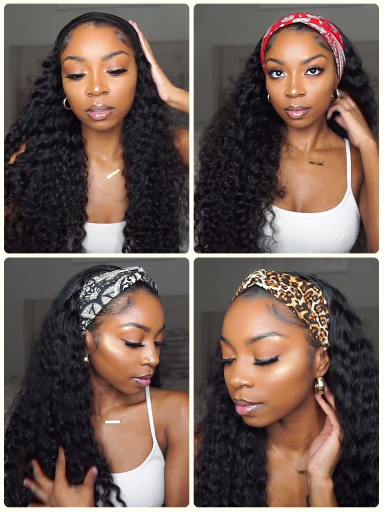 Curly Headband Wigs For Black Women Human Hair Wigs