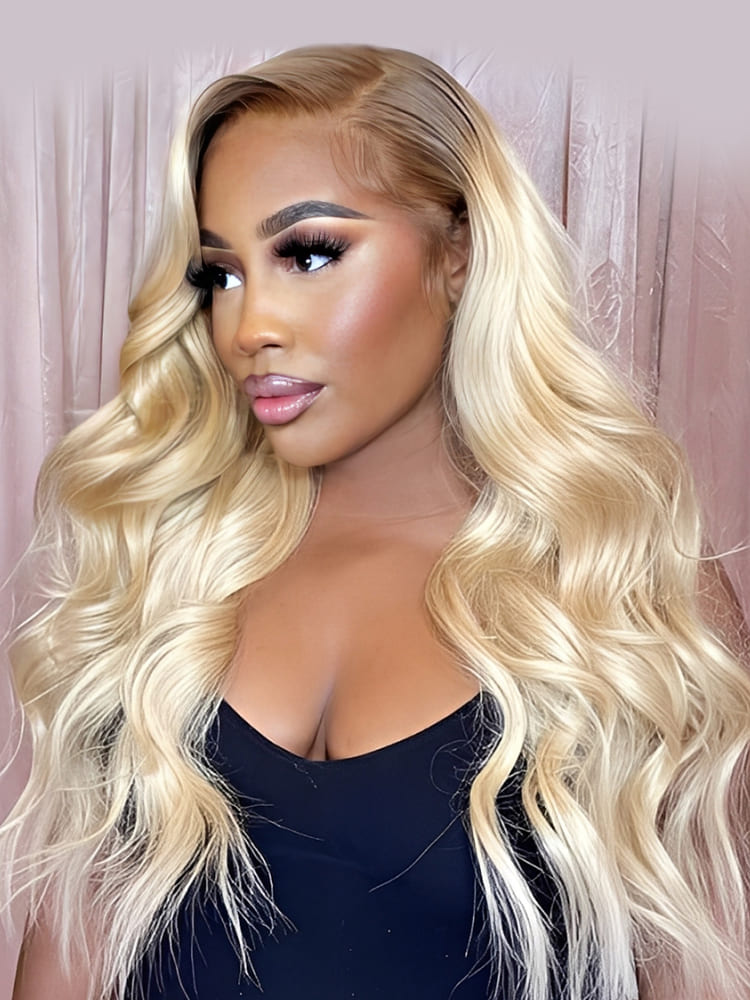 Ombre Color Wig #4/613 Body Wave Human Hair Lace Wig
