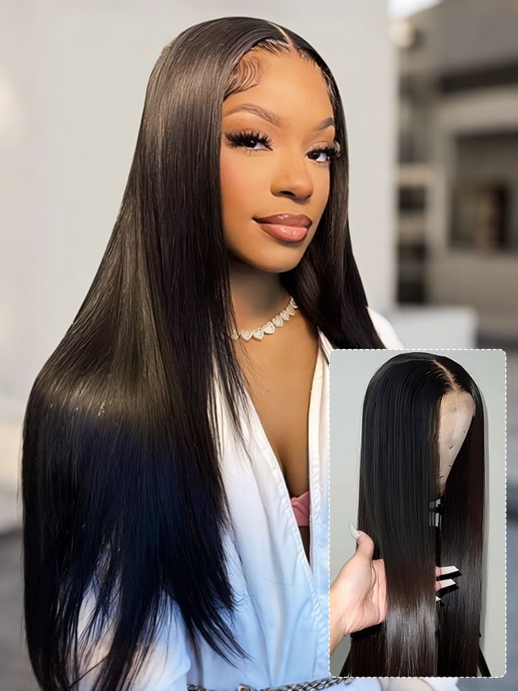 Glueless 4*7 Lace Closure Wig 180% Natural Density Human Hair Lace Wigs