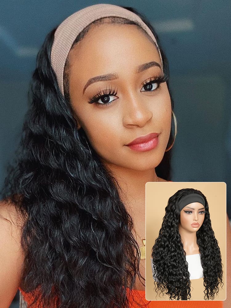 Loose Deep Wave Cheap HeadBand Wigs Human Hair Half Wigs