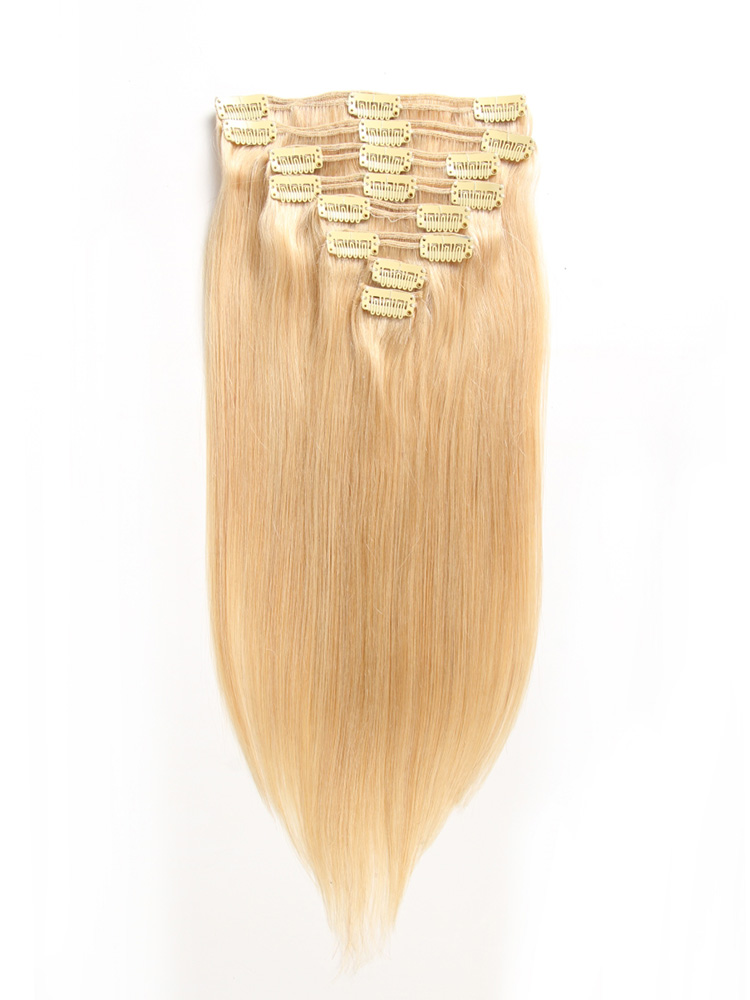 Clip In Hair Extensions Light Color Human Hair #613 Blonde Hair Extensions