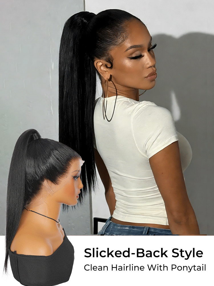 Slick Back Ponytail Pre Styled 360 Lace Frontal Wig With Drawstring