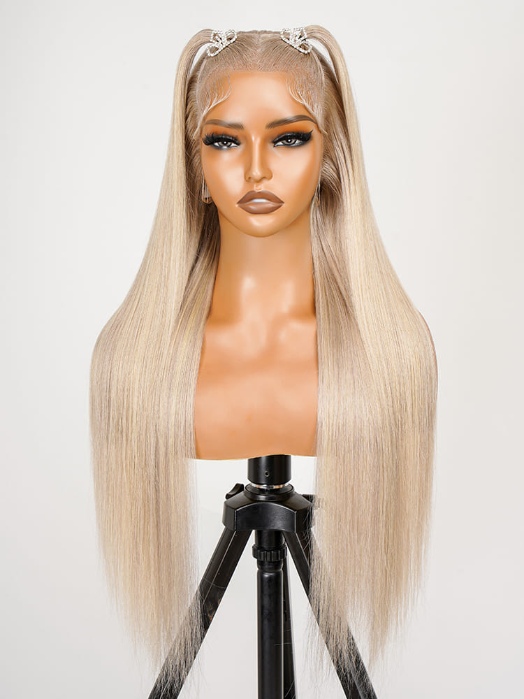 Pre Styled P18/613 Blonde Color Straight 13x4 Frontal Wig Ready To Go