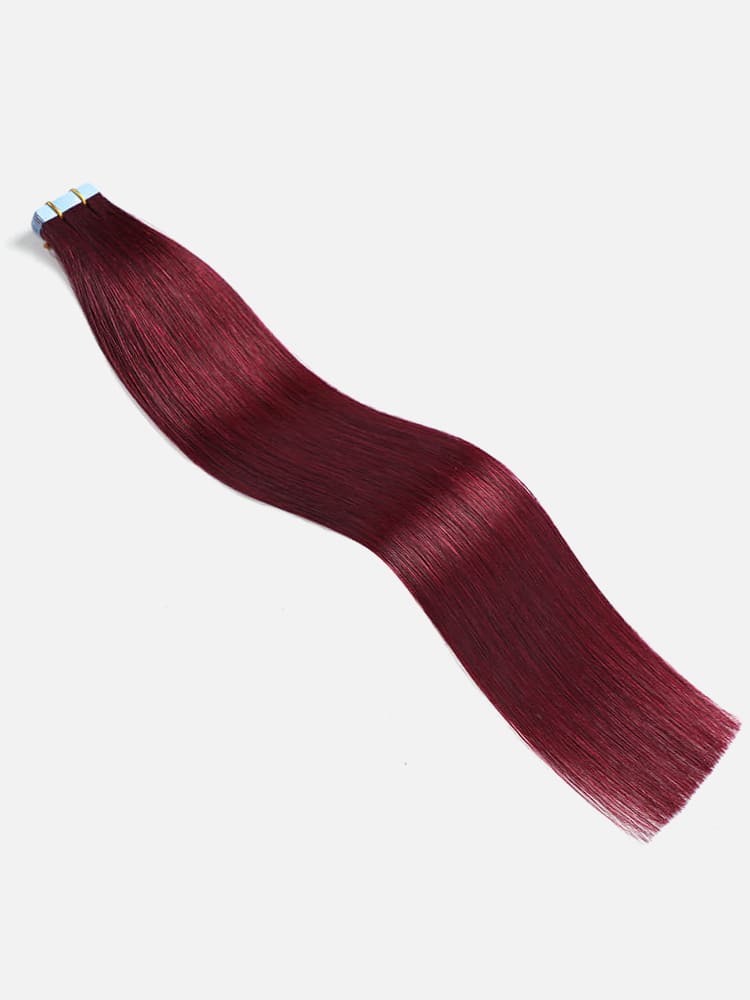 99J Color Tape In Extensions Adhesive Invisible Burgundy Straight Human Hair