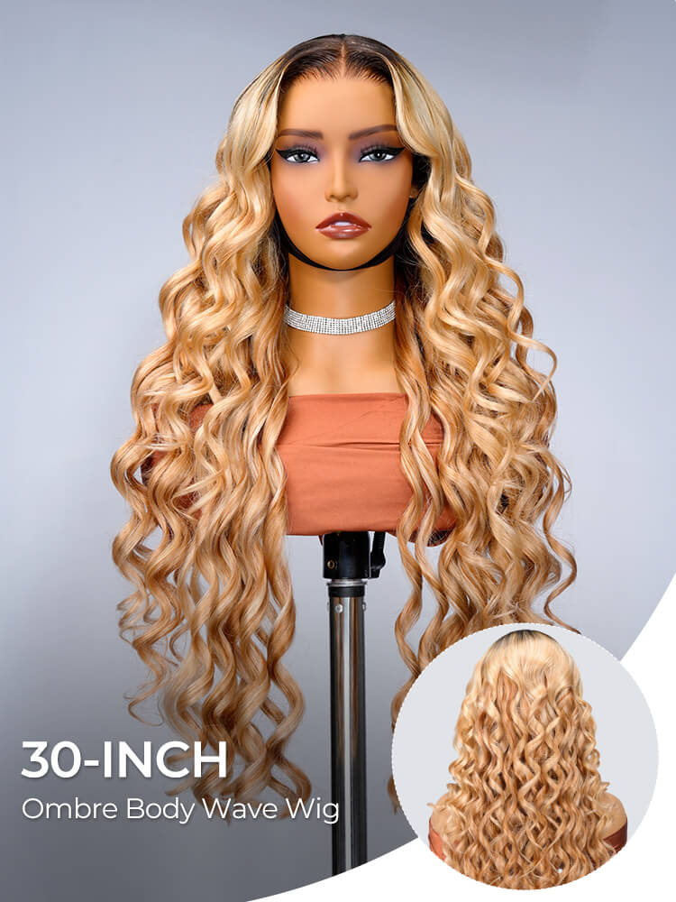 30 Inch High Density Ombre Body Wave 13x6 Lace Frontal Wig Human Hair
