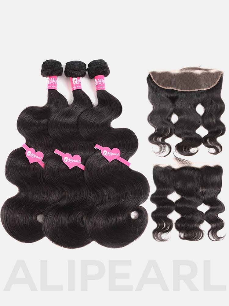 12A Top Grade Mink Brazilian Body Wave Human Hair Bundles With 13x4 HD Frontal