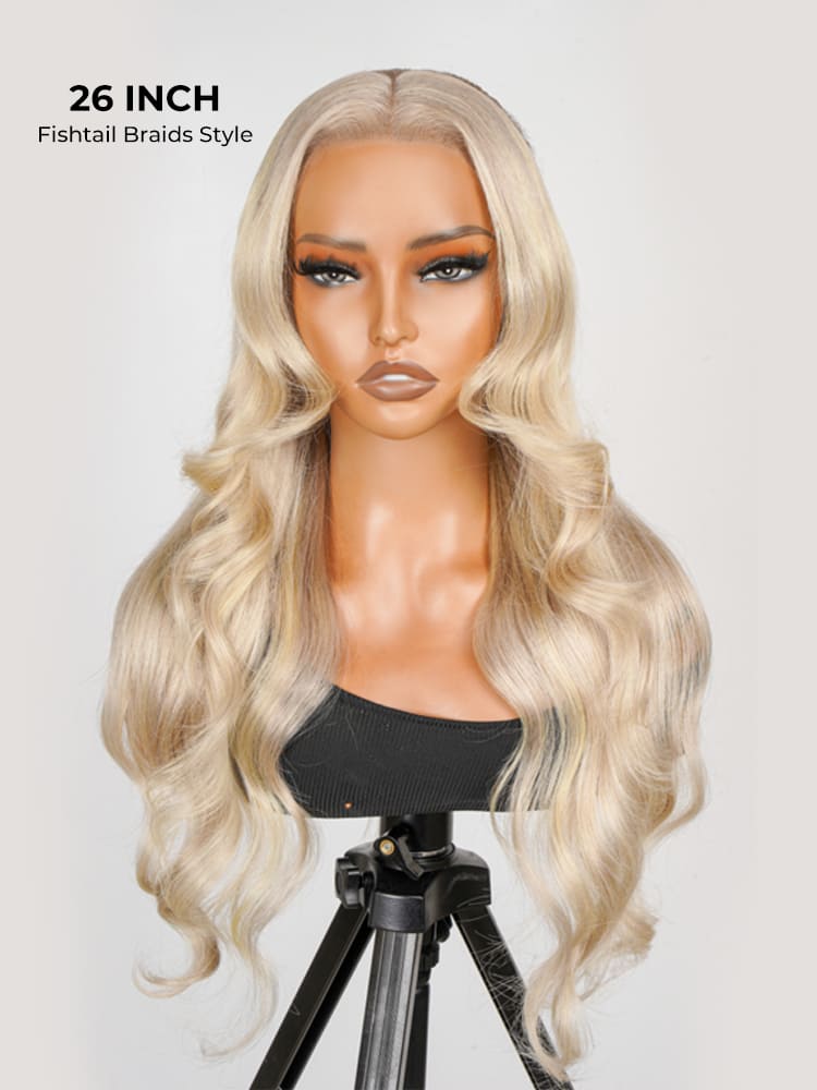 P18/613 Blonde Highlight Fishtail Braid Princess Haircut 13*4 Frontal Wig Glueless