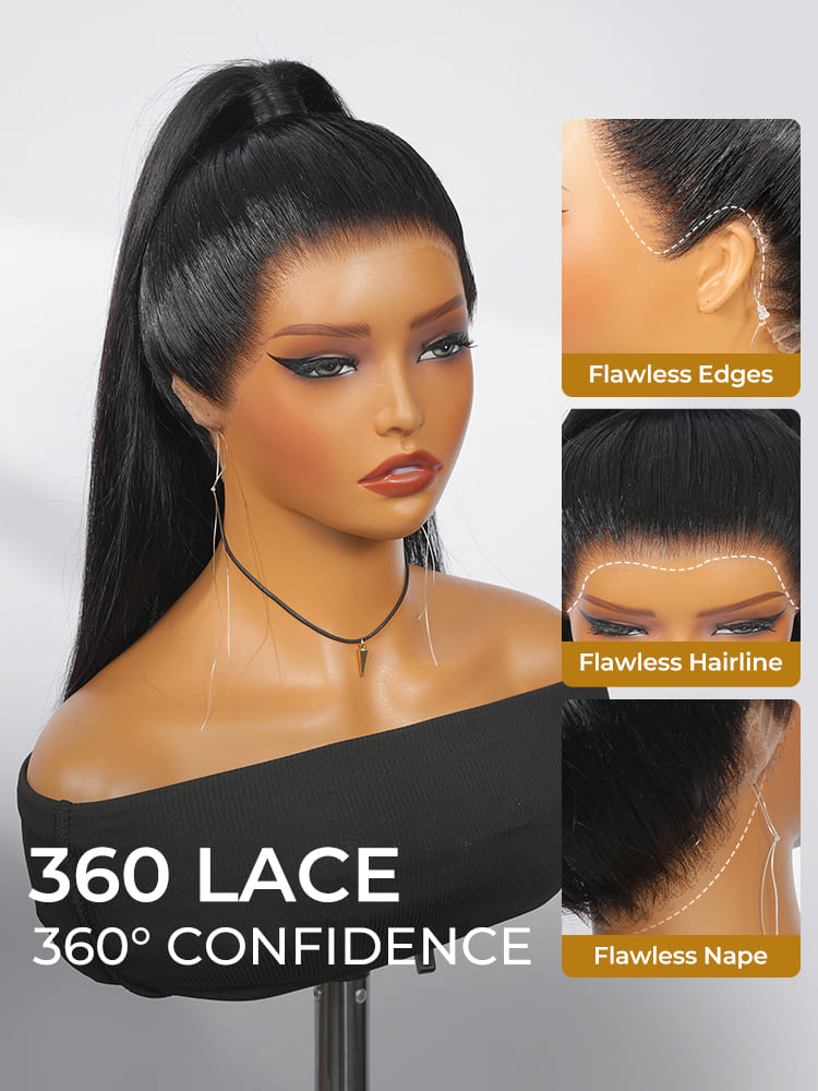 360 glueless wig with ponytail