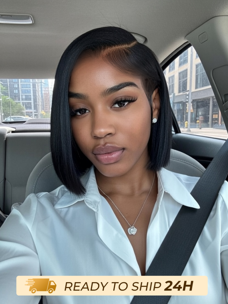13x4 HD Lace Front C Curve Side Part Bob Wig Pre Plucked Ready to Go