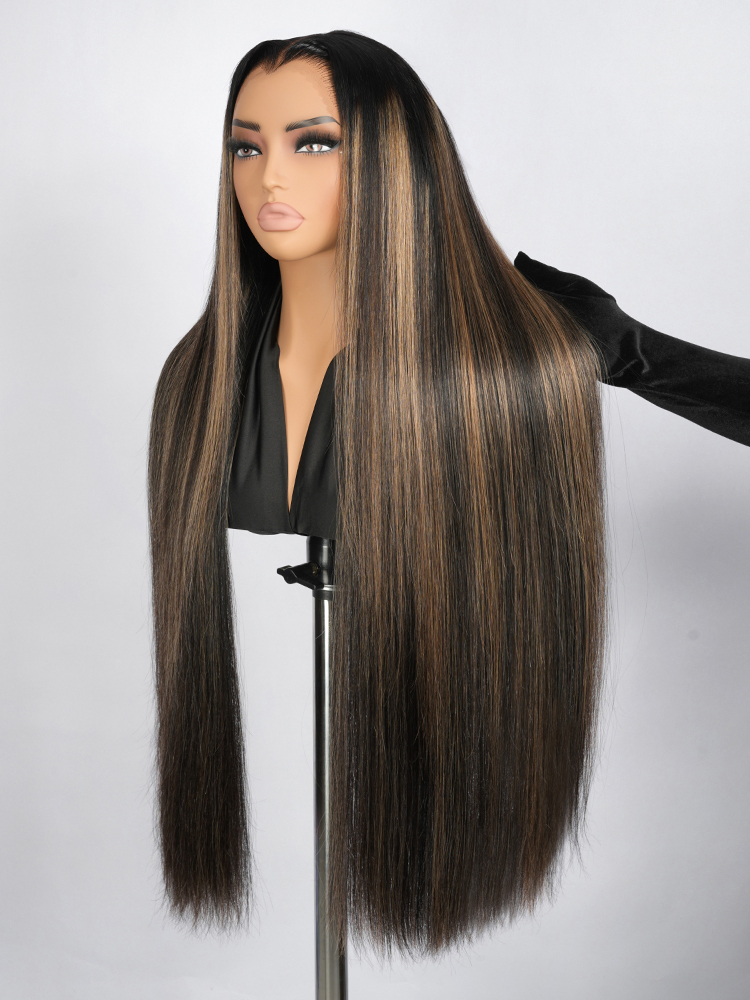 Straight Ombre Blonde Highlight M Hairline 13X6 Lace Front Wig