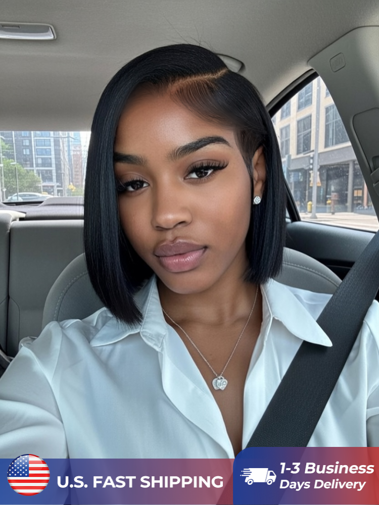 13x4 HD Lace Front C Curve Side Part Bob Wig Pre Plucked Ready to Go