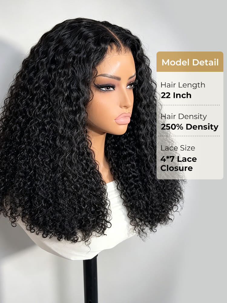 22 inches 250% density curly wig human hair