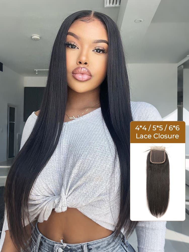 Alipearl Brazilian Straight Human Hair 4*4 5*5 6*6 HD Lace Closure 1Pc