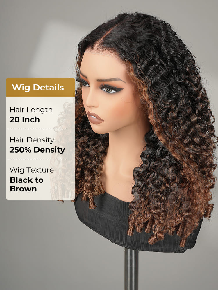Finger coiling curly ends wig