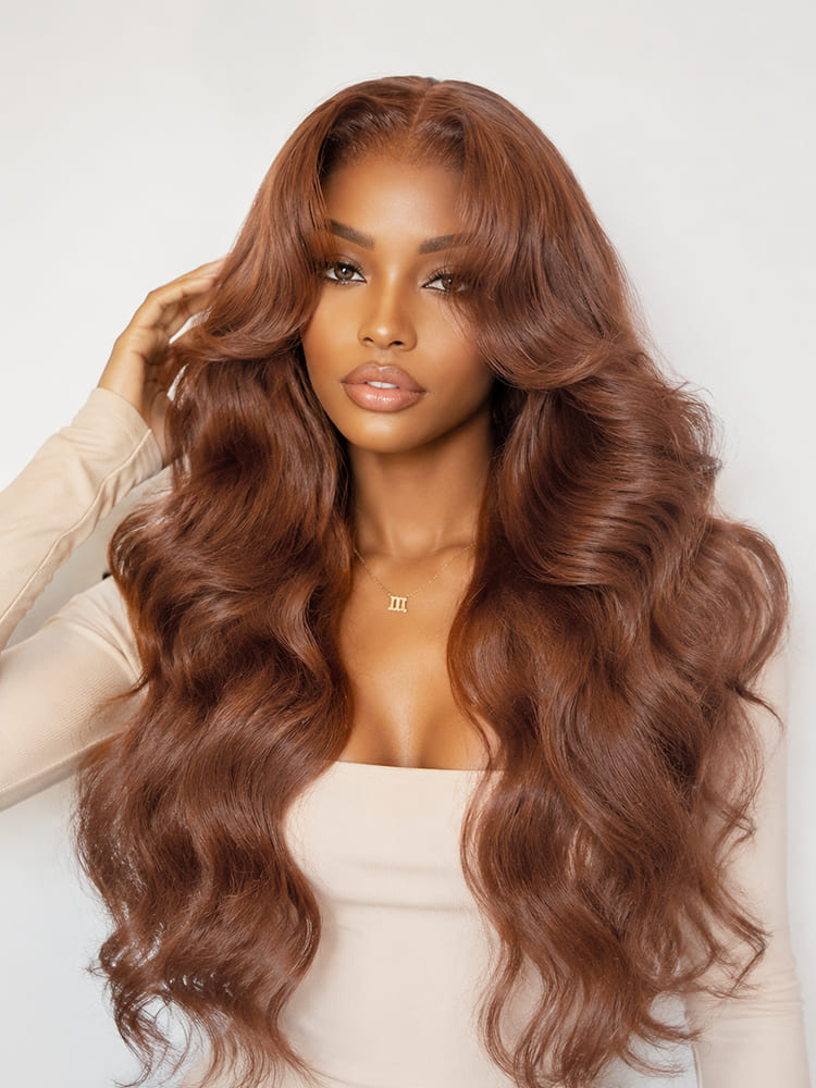Copper Brown Body Wave 13x6 Lace Front Wig With Layered Cuts
