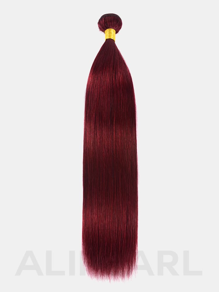 99J Burgundy Color One Bundle Pre-Colored Hair Straight Human Hair Weft