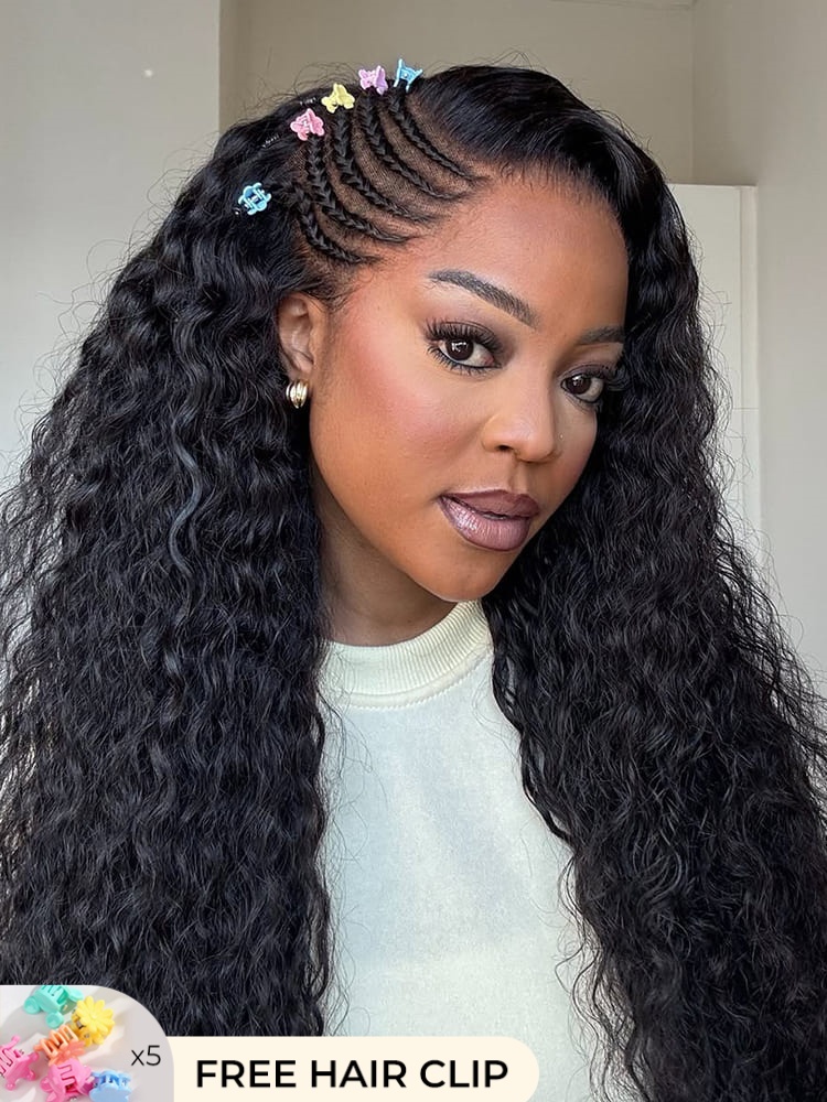 Water Wave Pre Braided 13x6 HD Lace Glueless Wig Ready to Go
