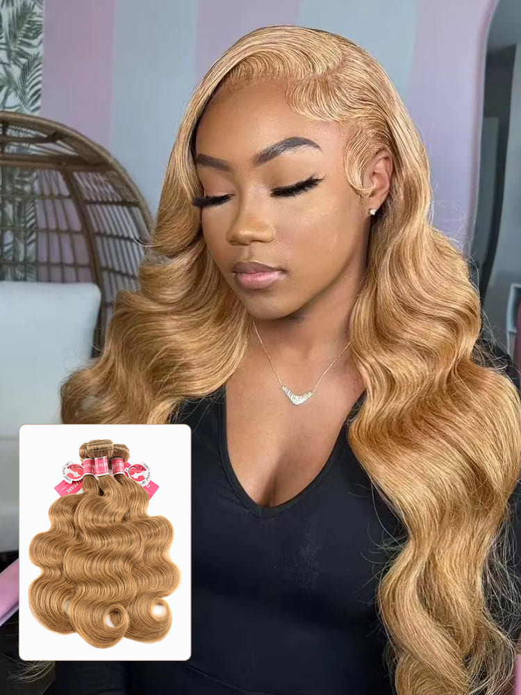 Body Wave Weave Honey Blonde Hair Bundles Pure Color #27 Human Hair Bundle Deals