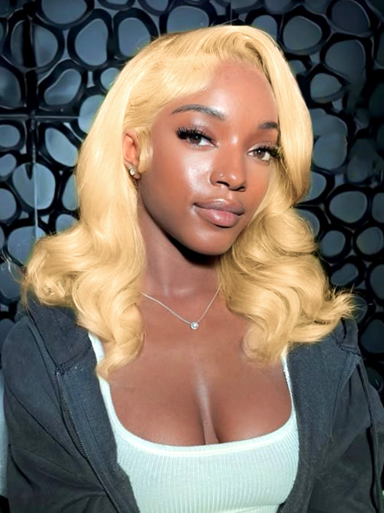 #613 blonde side part wig with baby hair